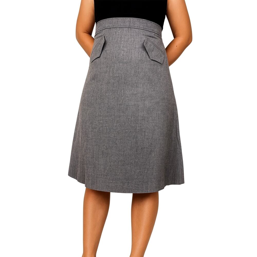 Handmade Vintage Skirt Charcoal Gray High Rise A-Line Mini Skirt 28"
